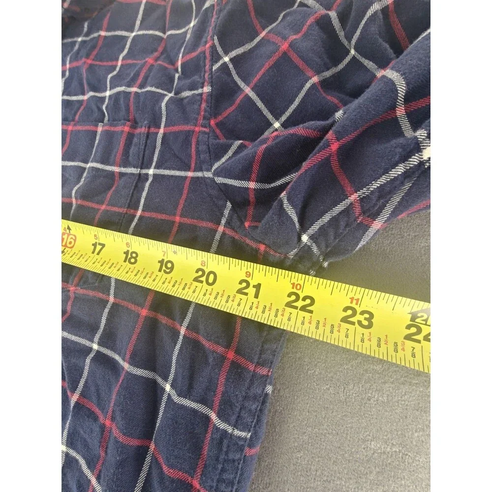 Banana Republic Luxe Flannel Untucked Slim Fit Shirt Mens Large Blue Plaid